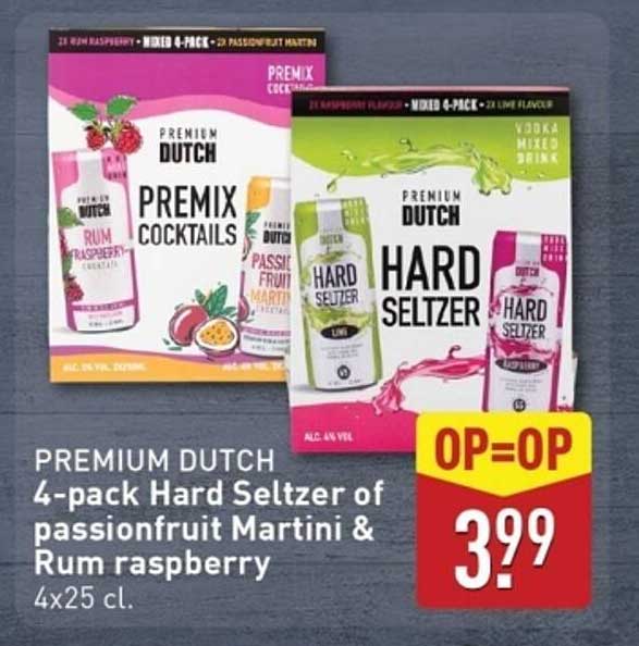 4-pack Hard Seltzer of passionfruit Martini & Rum raspberry