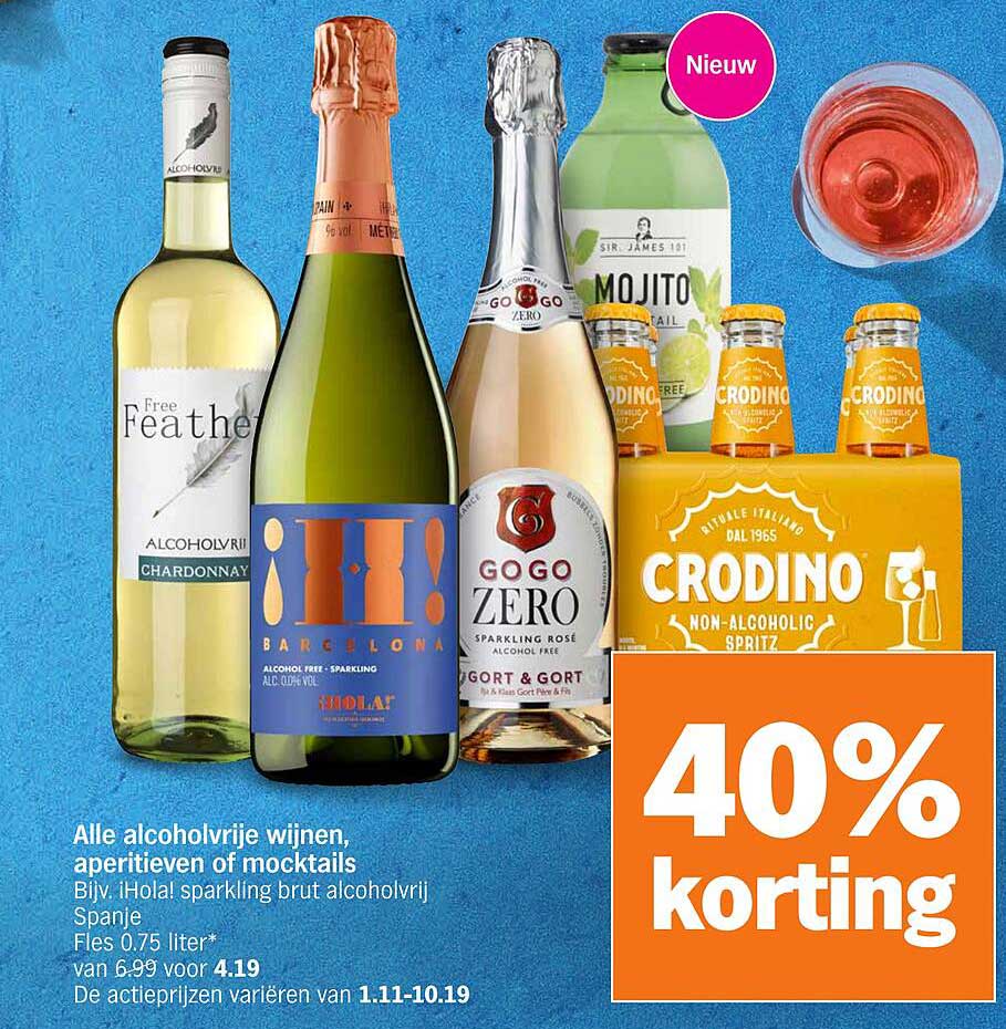 Alle alcoholvrije wijnen, aperitieven of mocktails