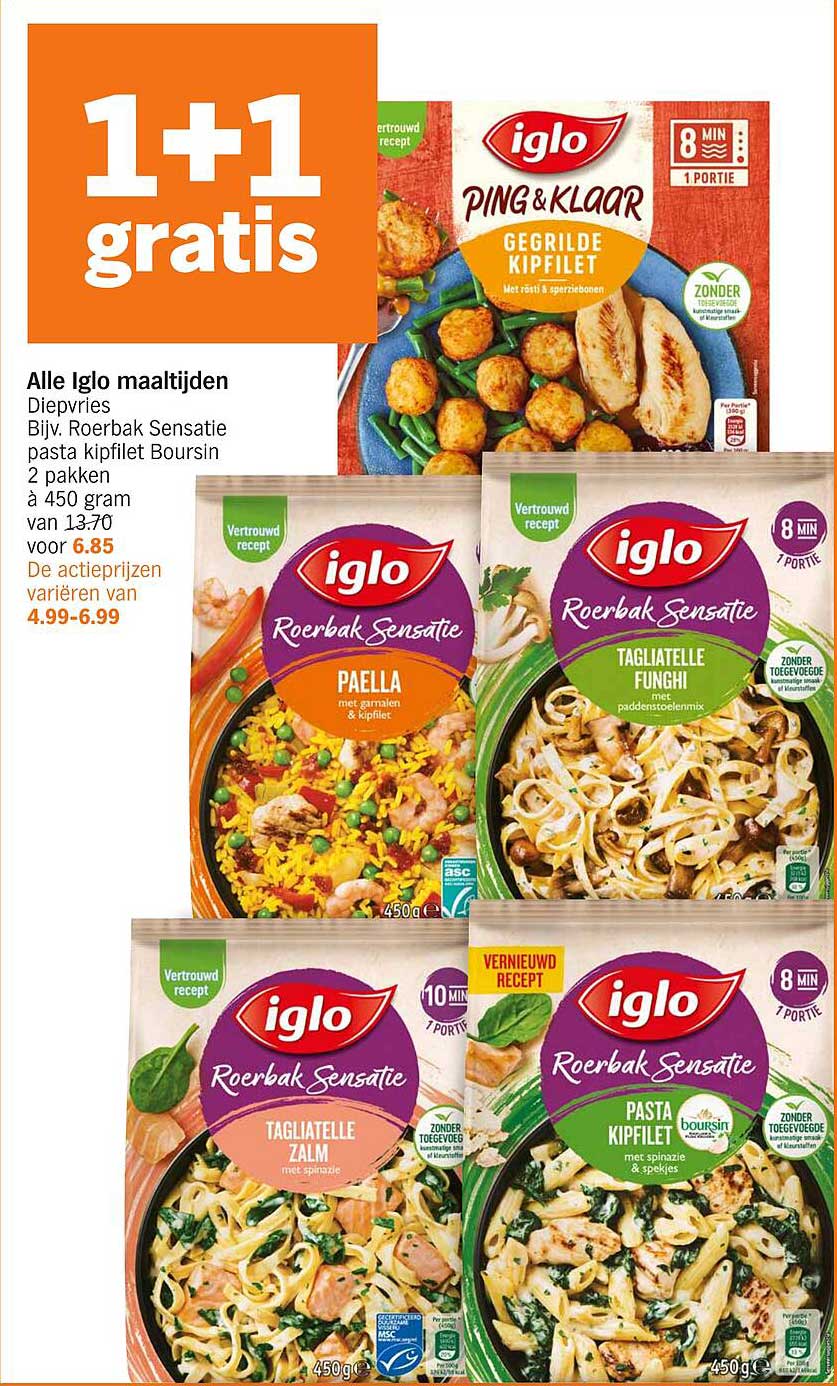 Alle Iglo maaltijden 1+1 gratis