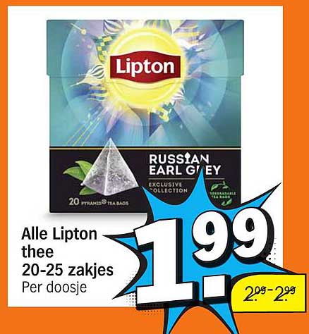 Alle Lipton thee 20-25 zakjes