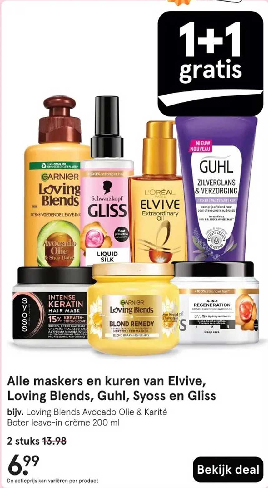 Alle maskers en kuren van Elvive, Loving Blends, Guhl, Syoss en Gliss