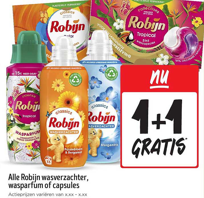 Alle Robijn wasverzachter, wasparfum of capsules