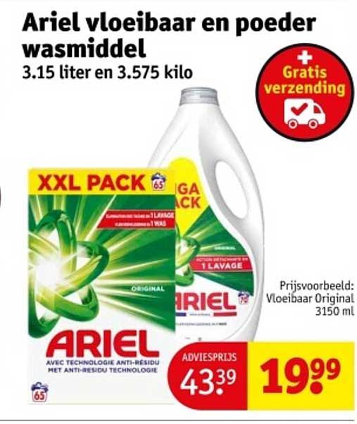Ariel vloeibaar en poeder wasmiddel 3.15 liter en 3.575 kilo