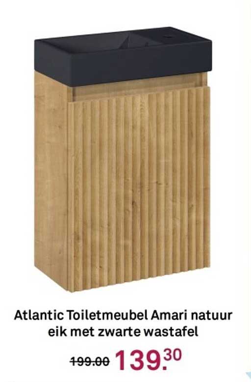 Atlantic Toiletmeubel Amari natuur eik met zwarte wastafel