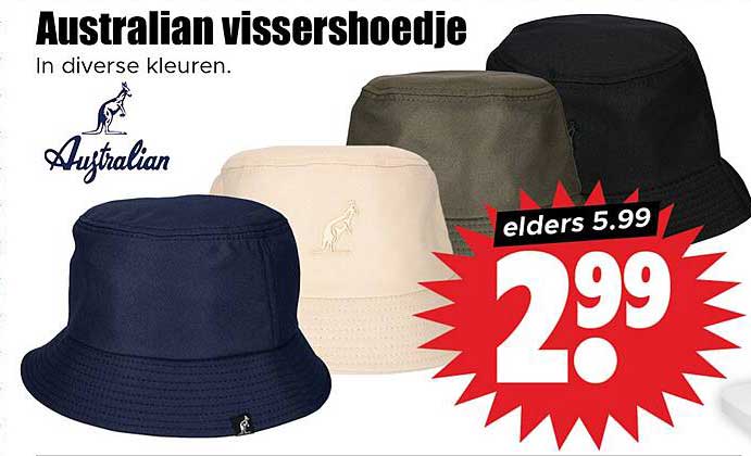 Australian vissershoedje in diverse kleuren.