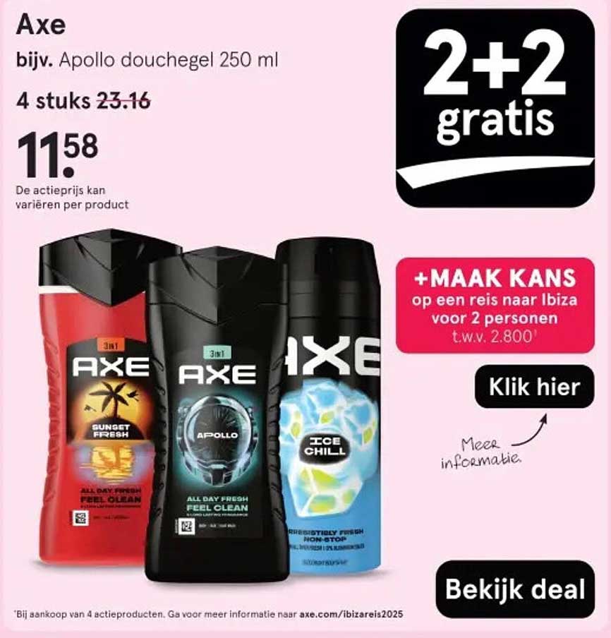 Axe bijv. Apollo douchegel 250 ml