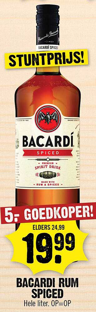 BACARDI RUM SPICED - Hele liter - STUNTPRIJS!