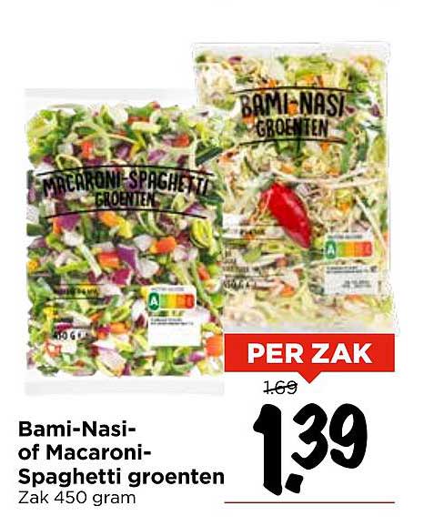 Bami-Nasi- of Macaroni-Spaghetti groenten