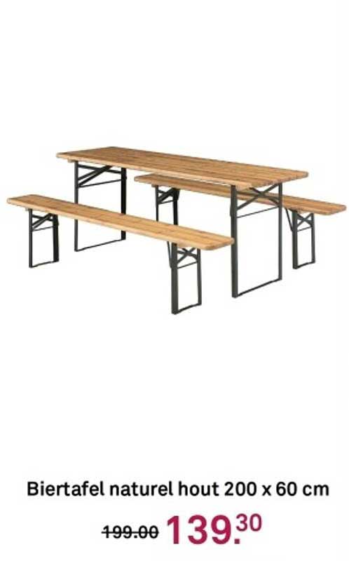 Biertafel natuur hout 200 x 60 cm
