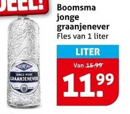 Boomsma jonge graanjenever Fles van 1 liter