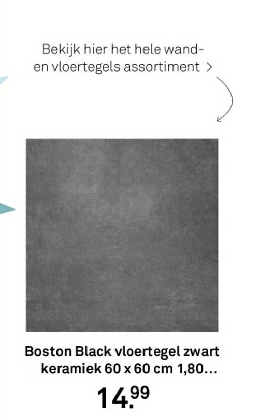 Boston Black vloertegel zwart keramiek 60 x 60 cm 1,80 m²