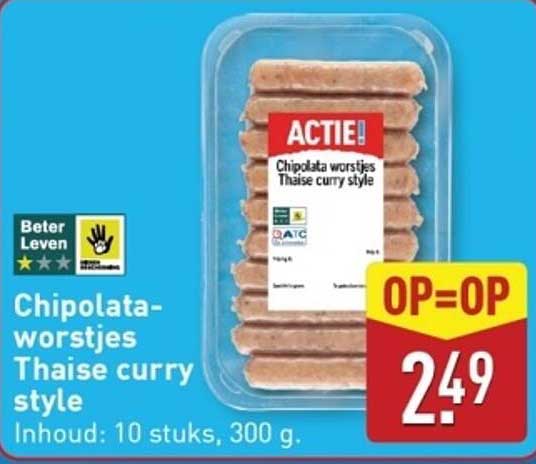 Chipolata-worstjes Thaise curry style