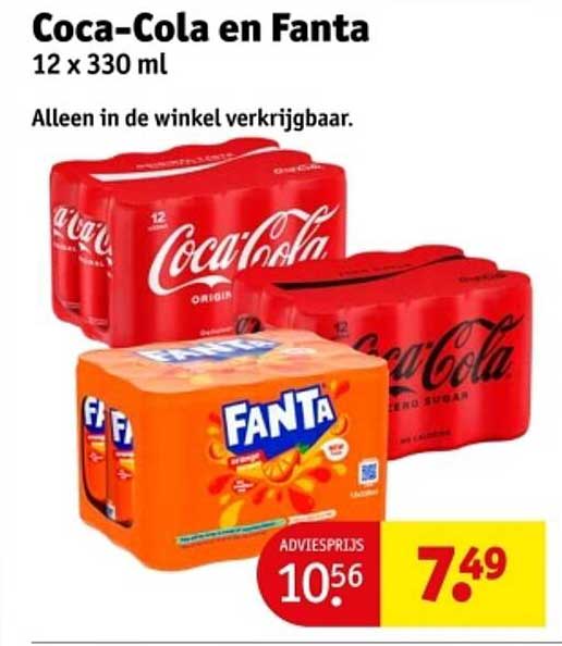 Coca-Cola en Fanta 12 x 330 ml