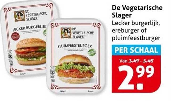 De Vegetarische Slager Lecker burgerlijk, ereburger of pluimfeestburger