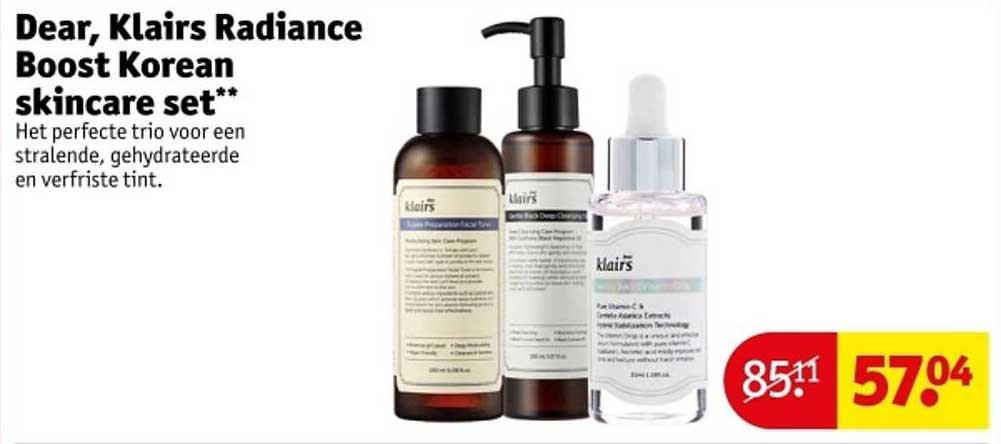 Dear, Klairs Radiance Boost Korean skincare set