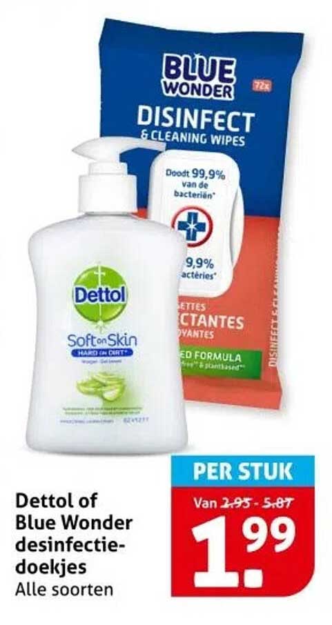Dettol of Blue Wonder desinfectiedoekjes - Alle soorten