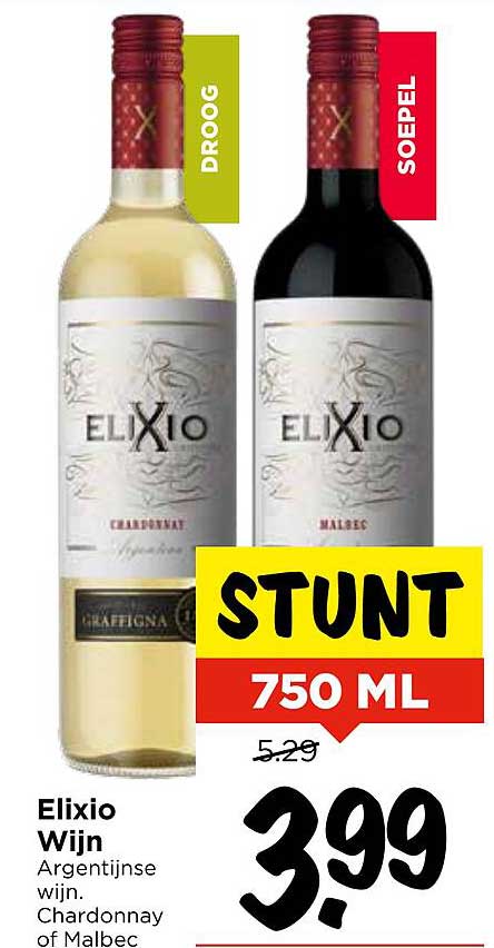 Elixio Wijn 750 ML - Chardonnay of Malbec