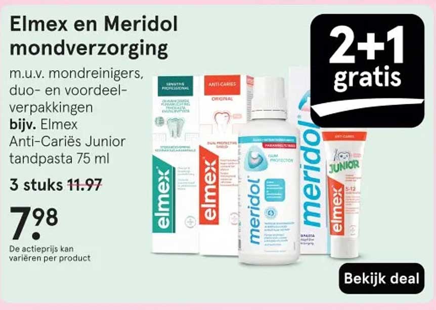 Elmex en Meridol mondverzorging 2+1 gratis