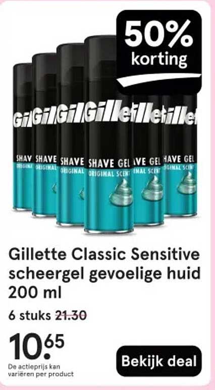 Gillette Classic Sensitive scheergel gevoelige huid 200 ml