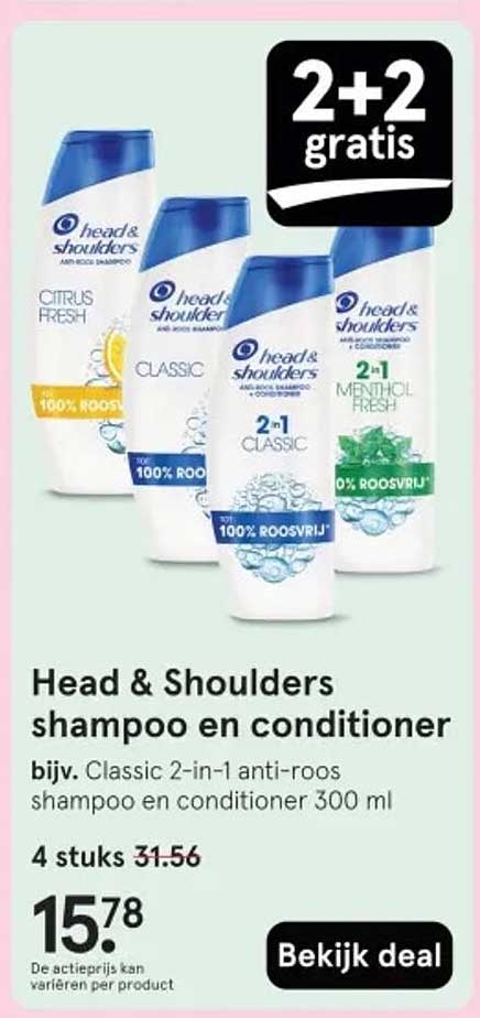 Head & Shoulders shampoo en conditioner bijv. Classic 2-in-1 anti-roos shampoo en conditioner 300 ml