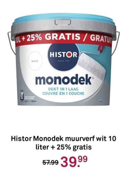 Histor Monoddek muurverf wit 10 liter + 25% gratis