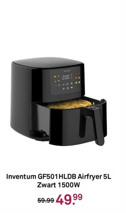 Inventum GF501HLDB Airfryer 5L Zwart 1500W