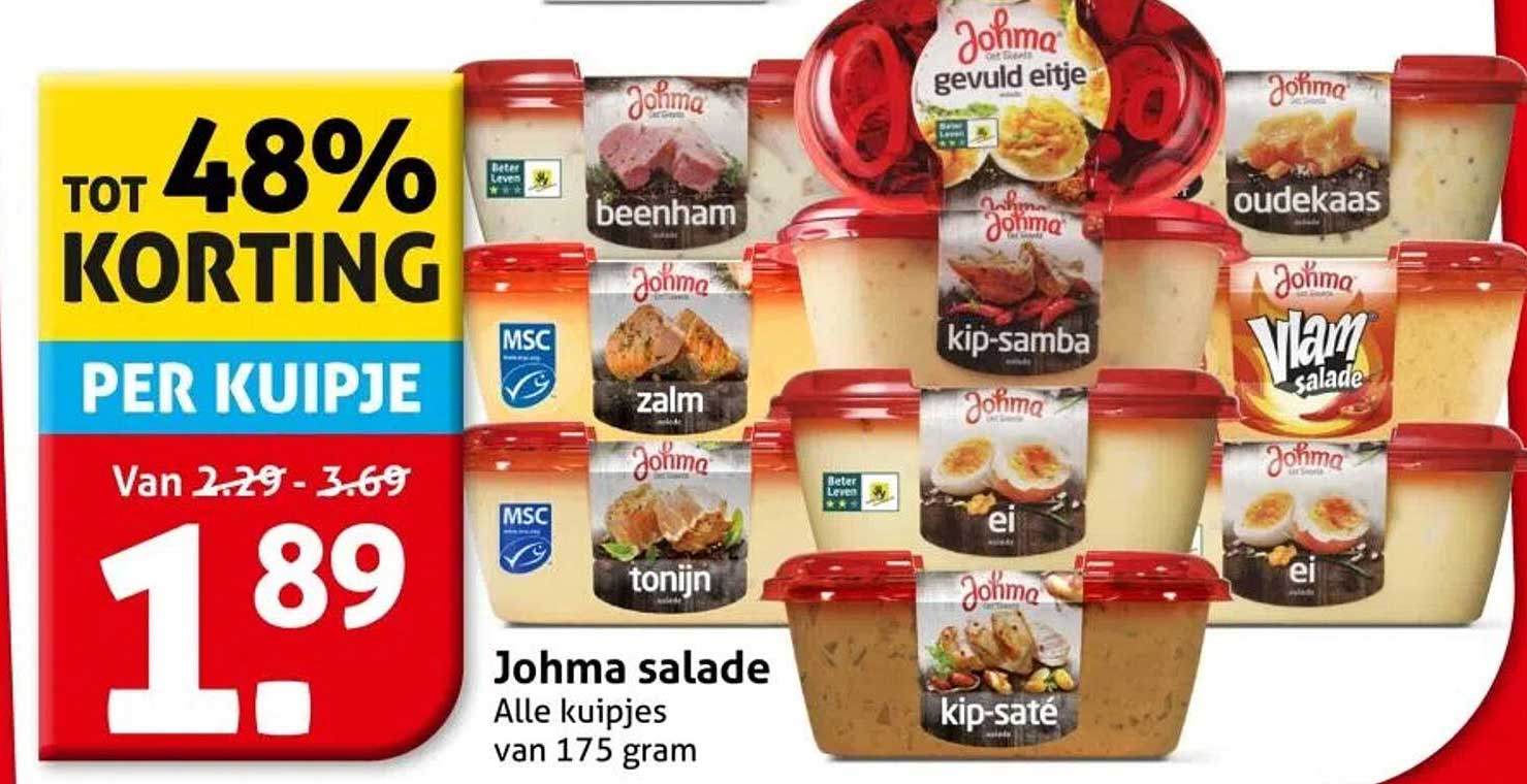 Johma salade, Alle kuipjes van 175 gram