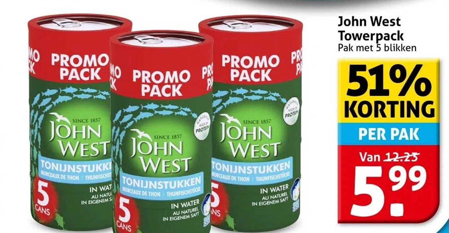 John West Towerpack Pak met 5 blikken
