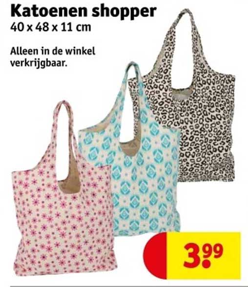 Katoenen shopper 40 x 48 x 11 cm