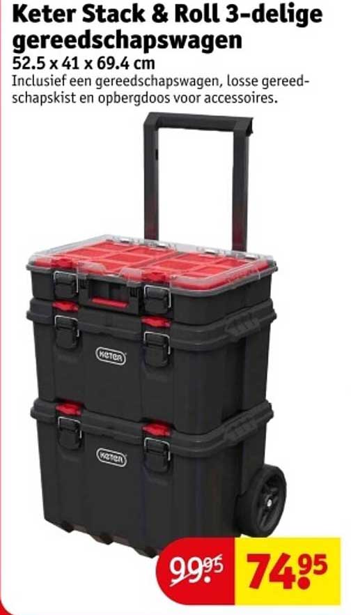 Keter Stack & Roll 3-delige gereedschapswagen