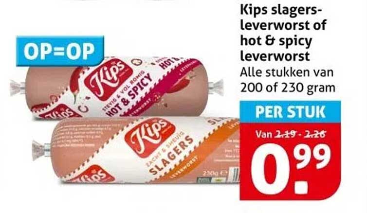 Kips slagers-leverworst of hot & spicy leverworst