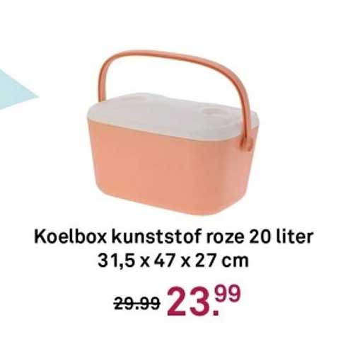 Koelbox kunststof roze 20 liter 31,5 x 47 x 27 cm