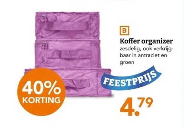 Koffer organizer zesdelig, ook verkrijgbaar in antraciet en groen
