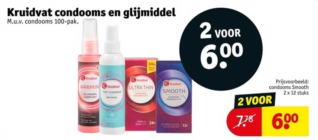 Kruidvat condooms en glijmiddel M.u.v. condooms 100-pak.