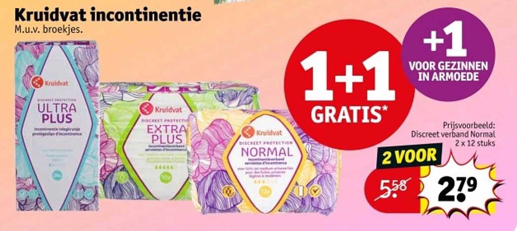 Kruidvat incontinentie - 1 + 1 GRATIS!