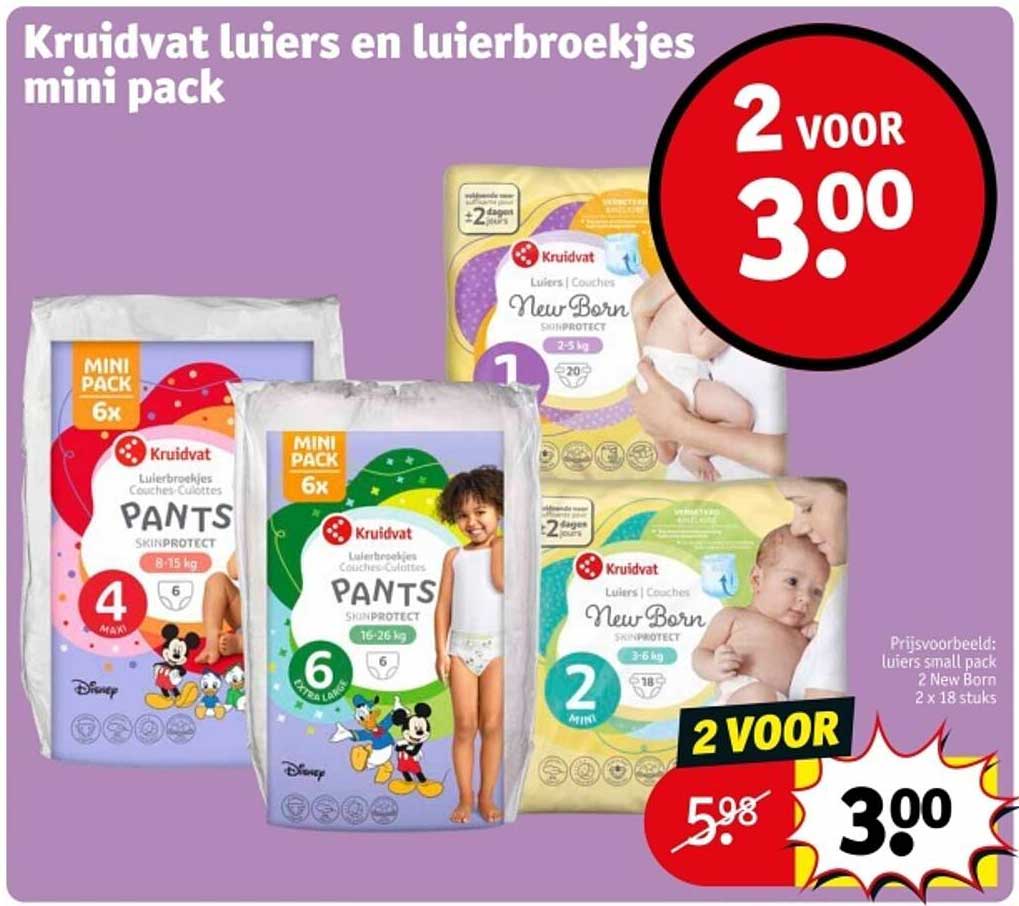 Kruidvat luiers en luierbroekjes mini pack