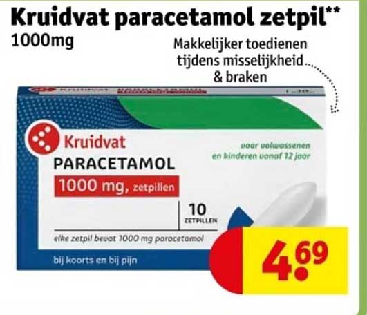 Kruidvat paracetamol zetpil 1000mg
