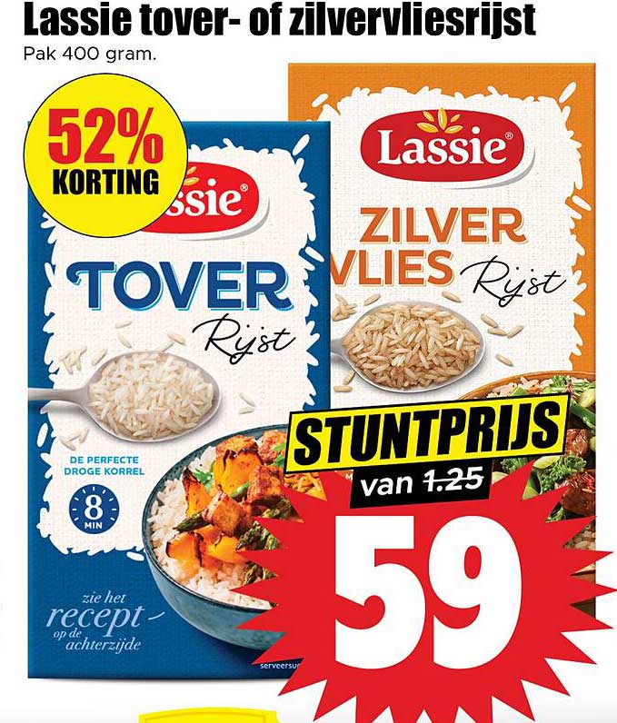 Lassie tover- of zilvervliesrijst Pak 400 gram