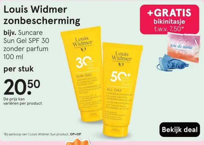 Louis Widmer zonbescherming bijv. Suncare Sun Gel SPF 30 zonder parfum 100 ml