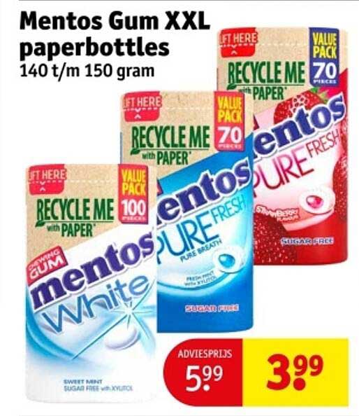 Mentos Gum XXL paperbottles