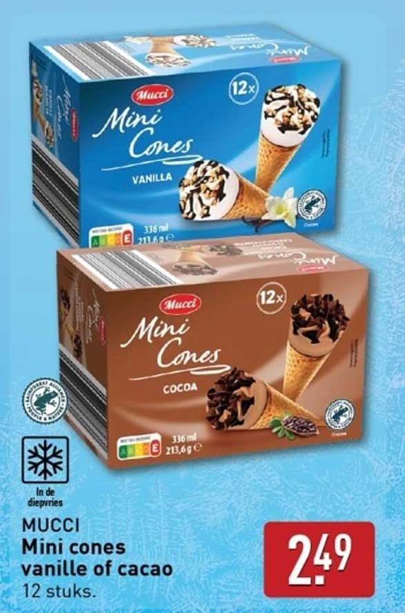 MUCCI Mini cones vanille of cacao 12 stuks