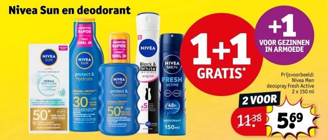 Nivea Sun en deodorant 1+1 GRATIS