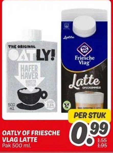 Oatly of Friese Vlag Latte Pak 500 ml