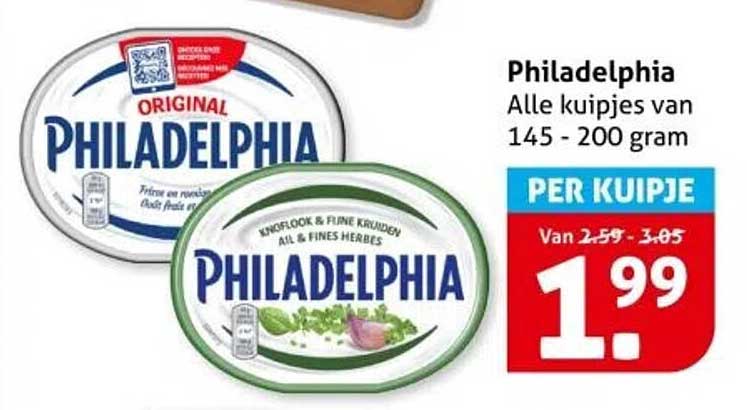 Philadelphia Alle kuipjes van 145 - 200 gram