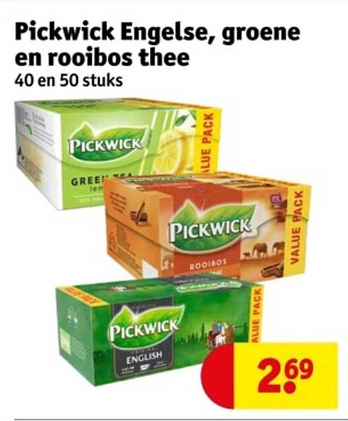 Pickwick Engelse, groene en rooibos thee