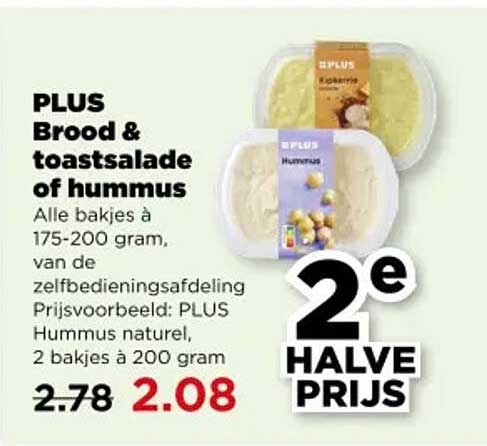 PLUS Brood & toast salade of hummus