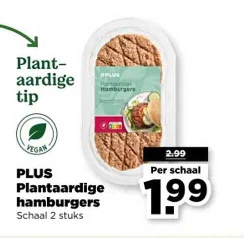 PLUS Plantaardige hamburgers Schaal 2 stuks