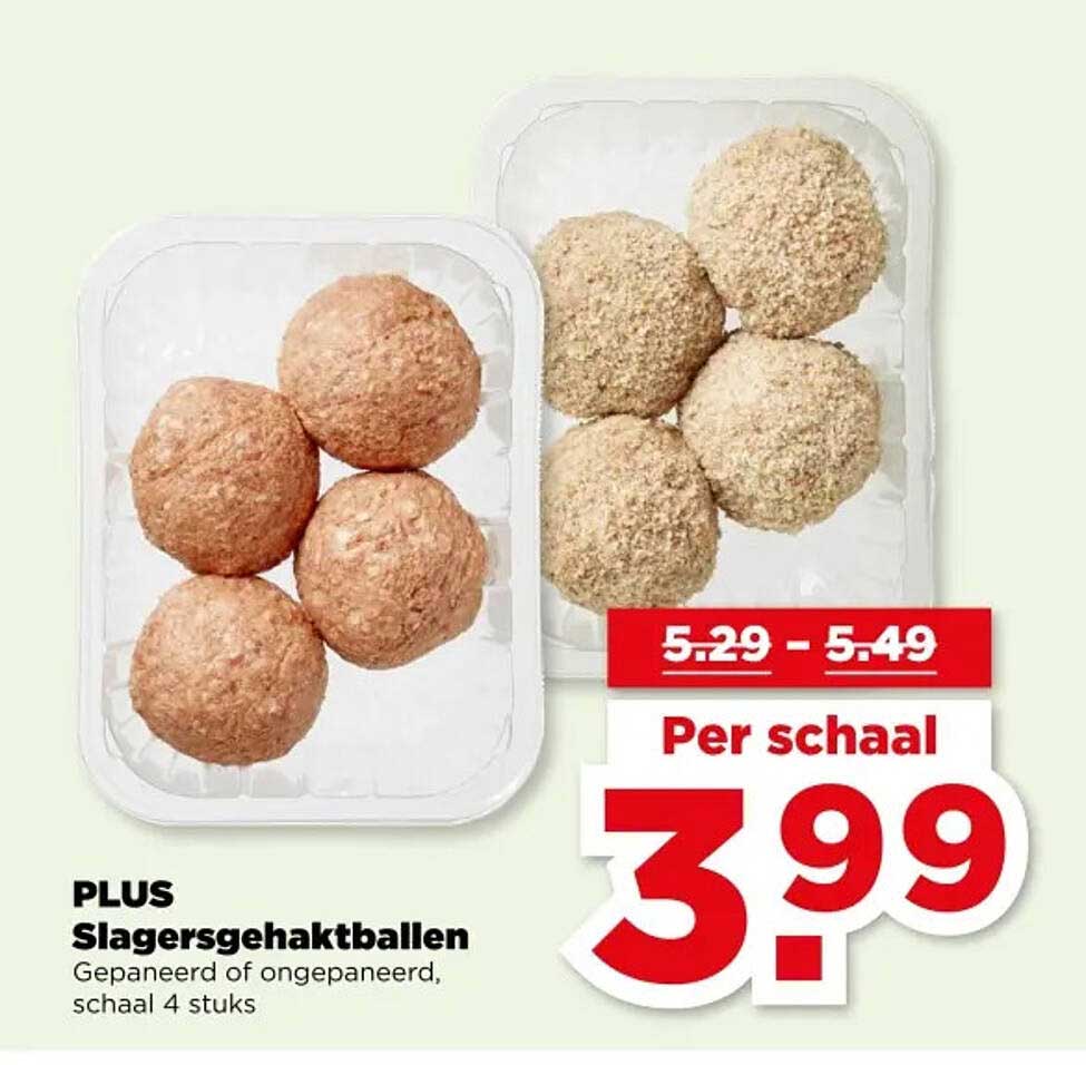 PLUS Slagersgehaktballen, gepaneerd of ongepaneerd, schaal 4 stuks