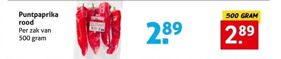 Puntpaprika rood Per zak van 500 gram