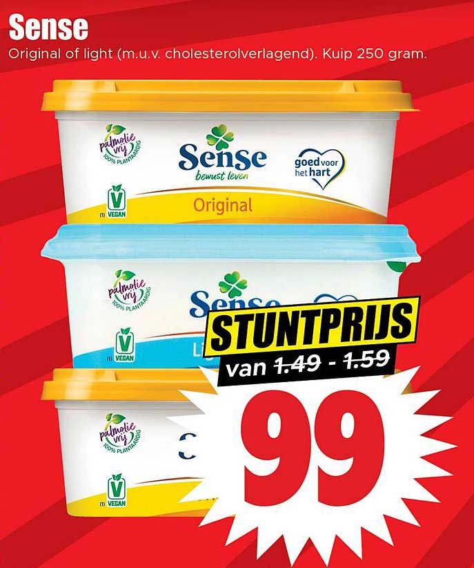 Sense Original of light (m.u.v. cholesterolverlagend). Kuip 250 gram.